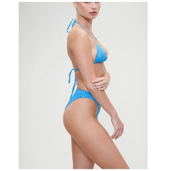 Frankies Bikinis Cobalt Cheetah Mikayla Micro Triangle Bikini Top Size XS - Picture 10 of 14